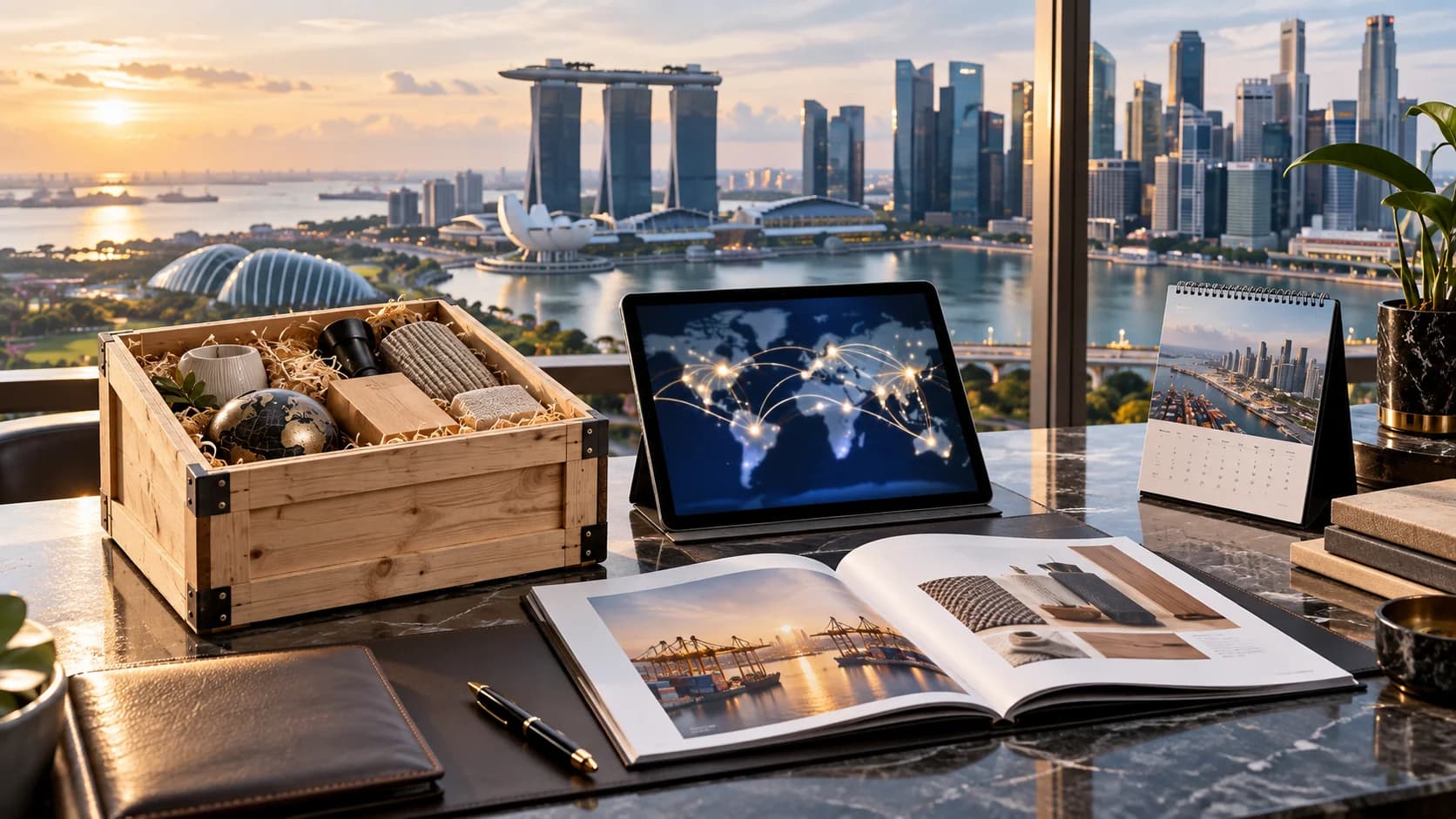 Trade planning materials in a Singapore office