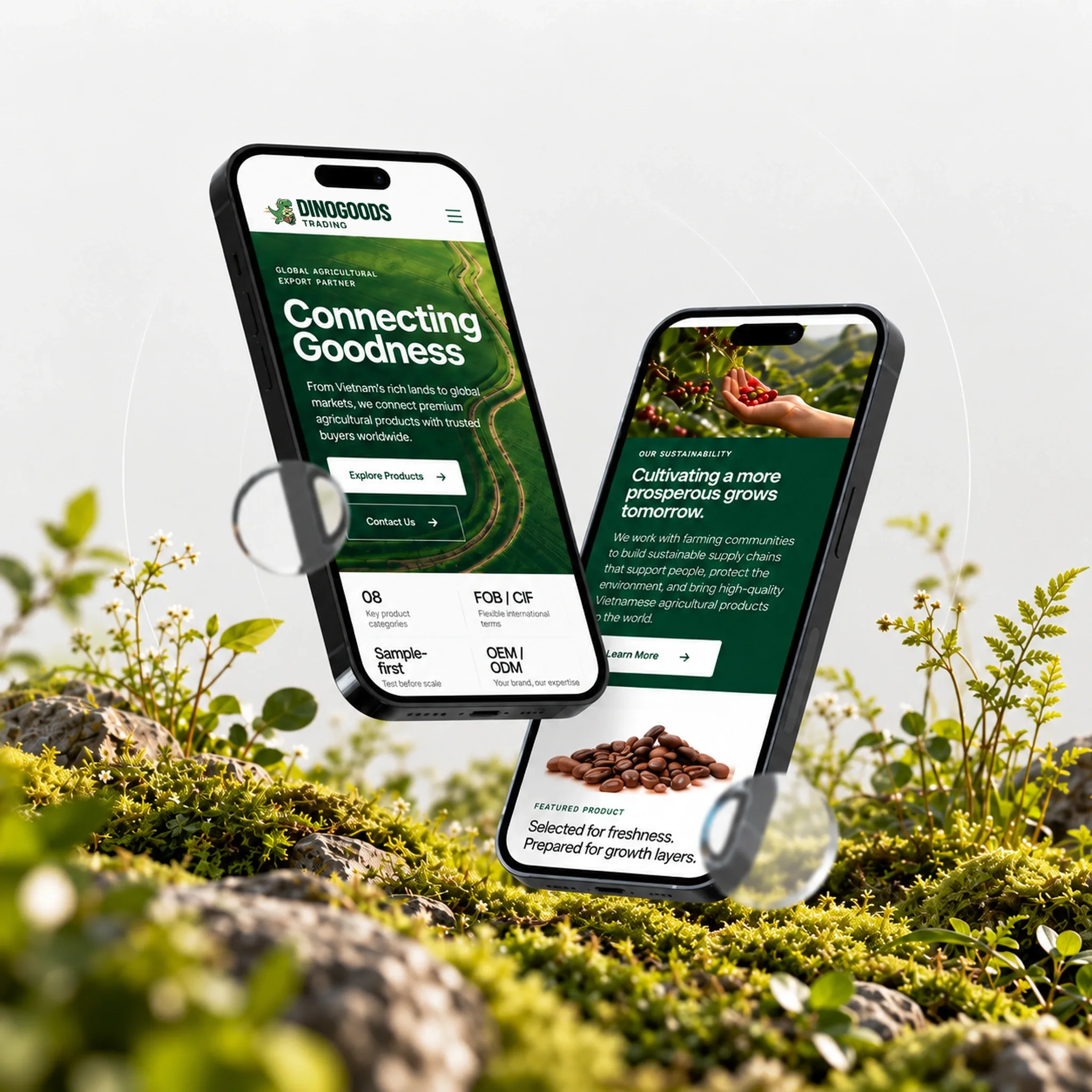 DINOGOODS Trading responsive mobile website and corporate brand presentation
