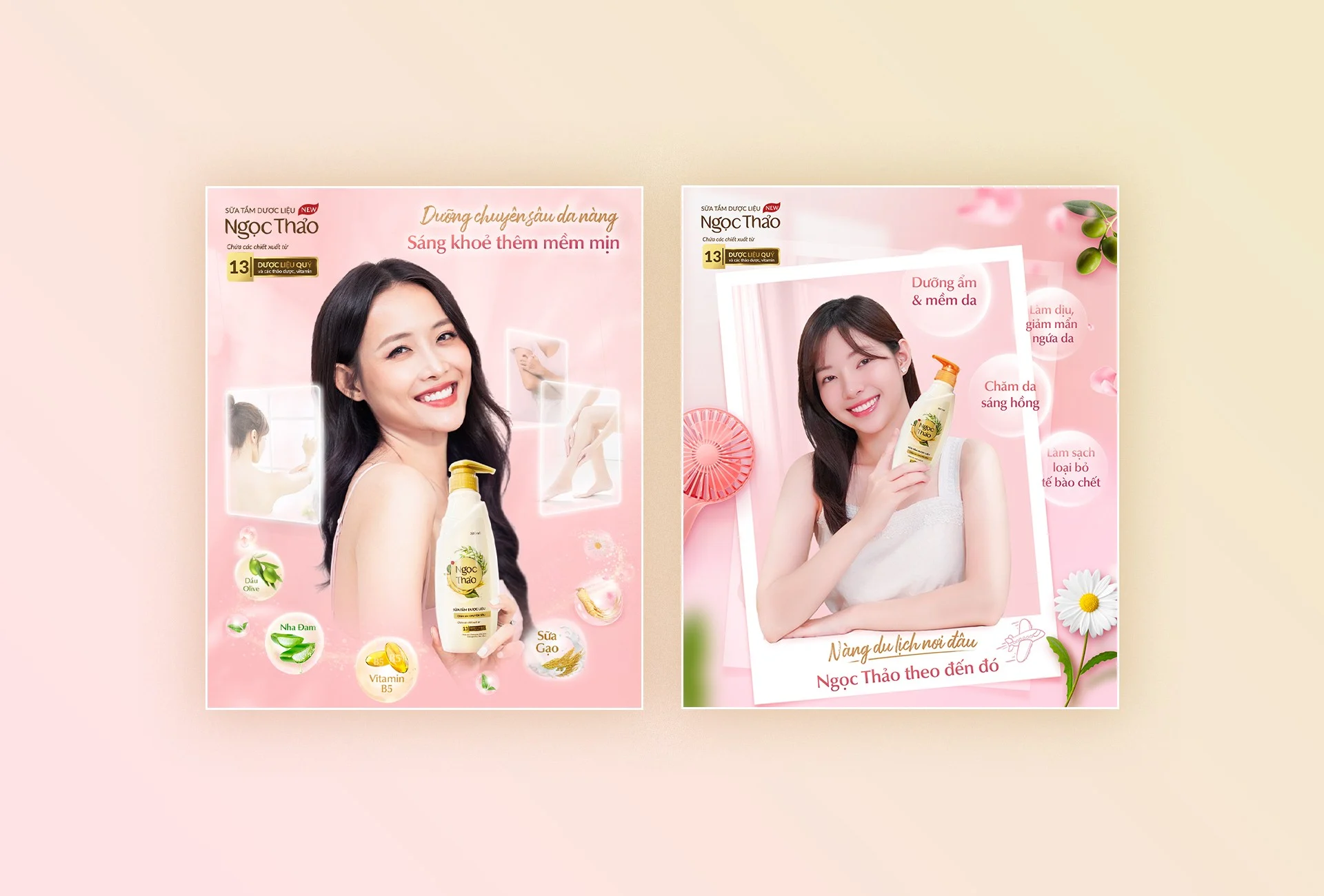 Ngọc Thảo social designs introducing the herbal shower gel range